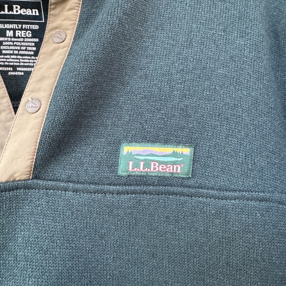 L.L. Bean Men's Sweater Fleece Pullover (Size M) in dark green - Picture 5 of 6